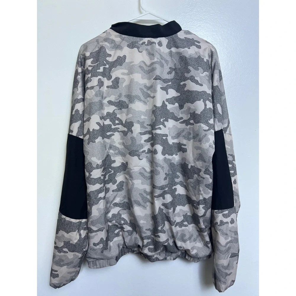 Adidas Mens Camo Stippled Mesh Lined Full Zip Track Jacket Grey Black Size L